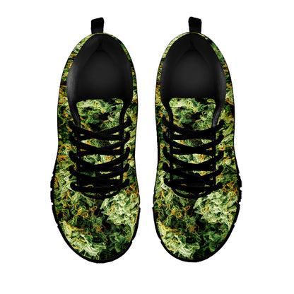 Green Weed Print Black Sneakers