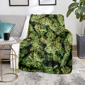 Green Weed Print Blanket