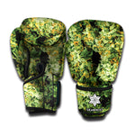 Green Weed Print Boxing Gloves