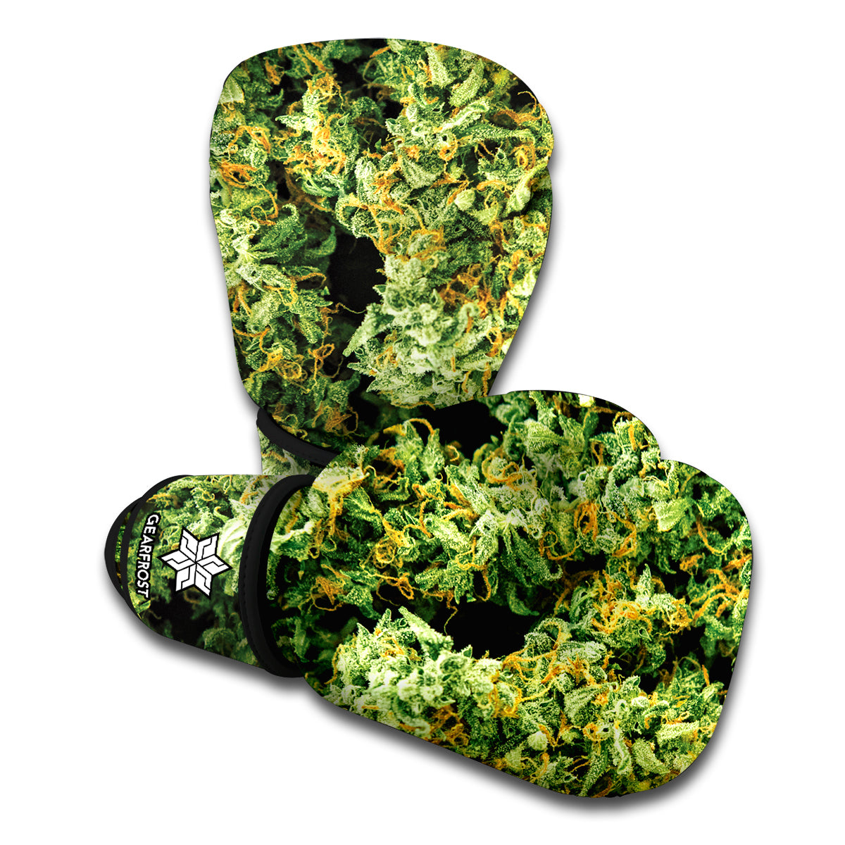 Green Weed Print Boxing Gloves
