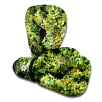Green Weed Print Boxing Gloves