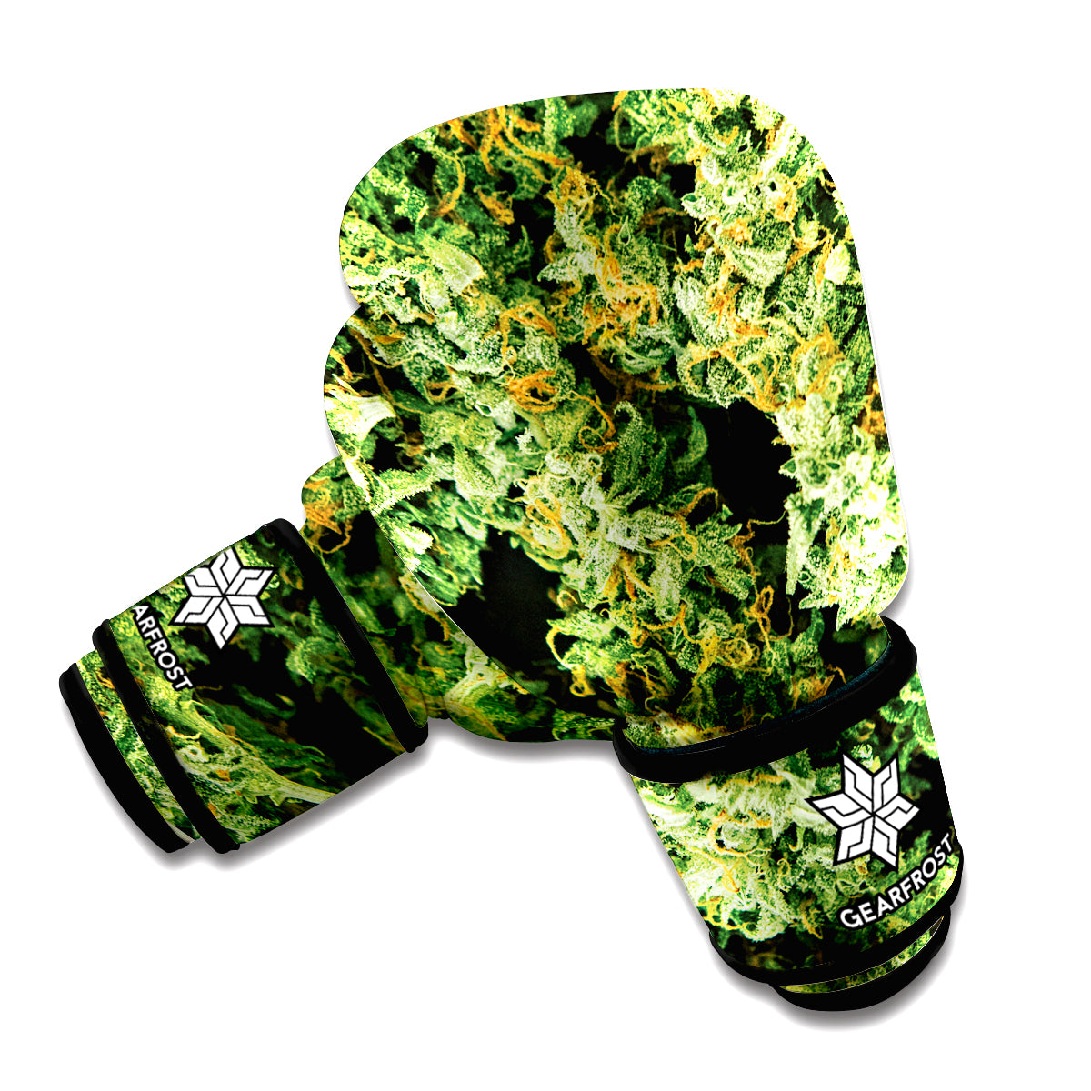 Green Weed Print Boxing Gloves