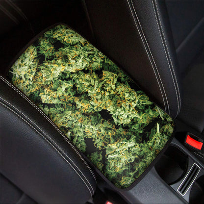Green Weed Print Car Center Console Cover