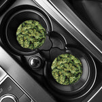 Green Weed Print Car Coasters