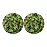 Green Weed Print Car Coasters