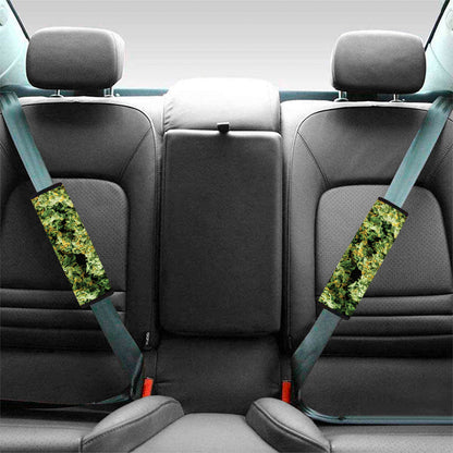 Green Weed Print Car Seat Belt Covers