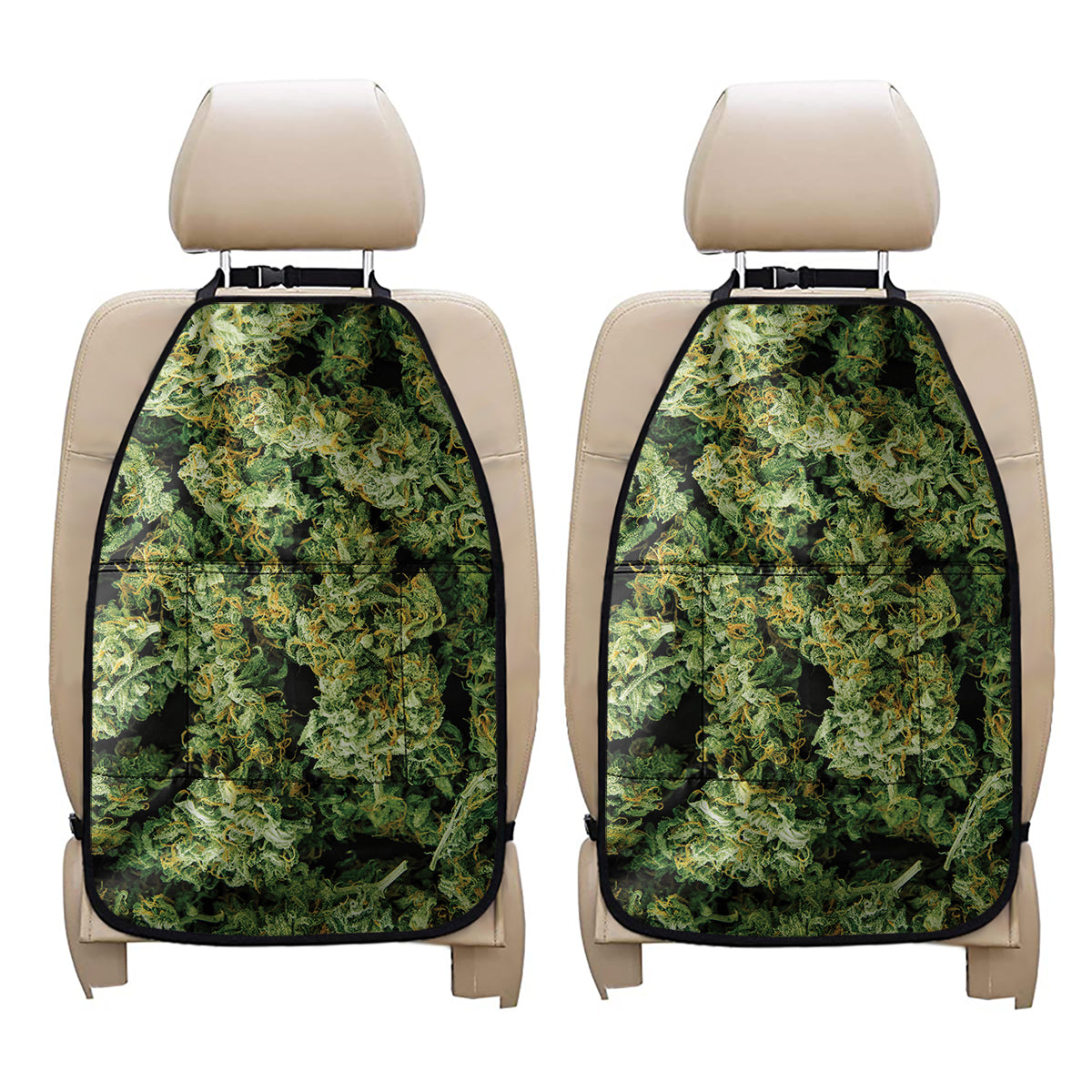 Green Weed Print Car Seat Organizers