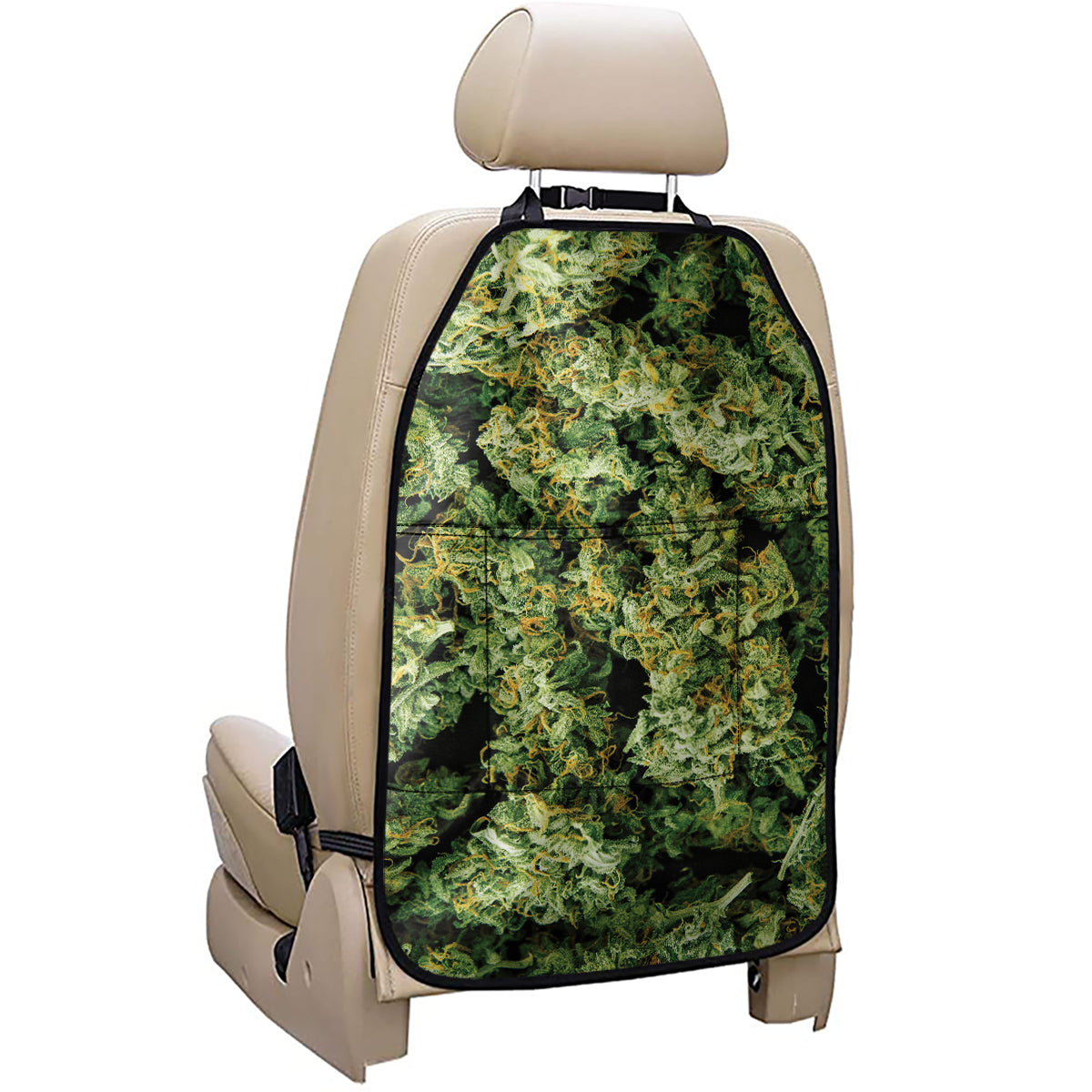 Green Weed Print Car Seat Organizers