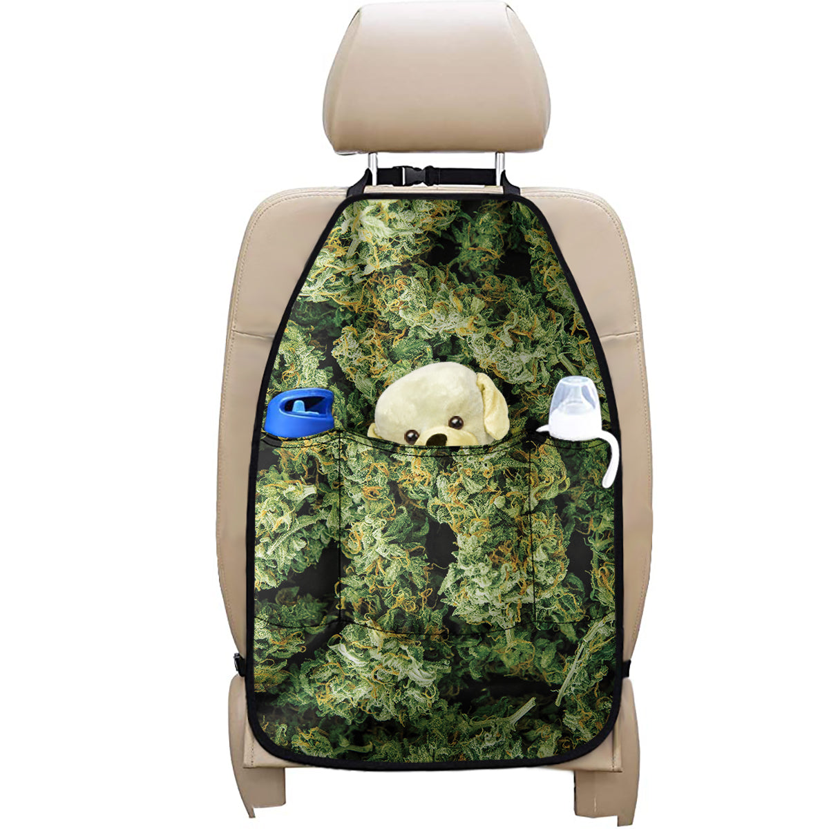 Green Weed Print Car Seat Organizers