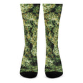 Green Weed Print Crew Socks