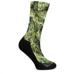 Green Weed Print Crew Socks