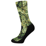 Green Weed Print Crew Socks