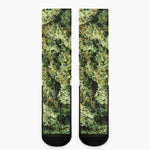 Green Weed Print Crew Socks