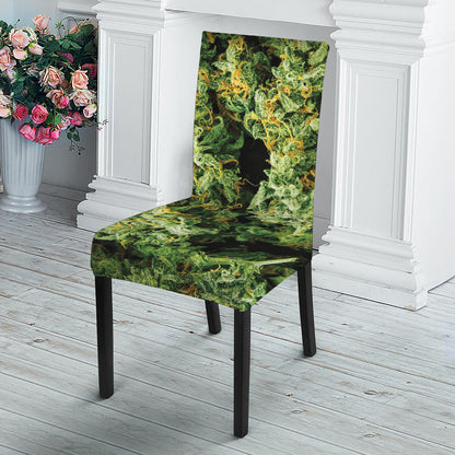 Green Weed Print Dining Chair Slipcover