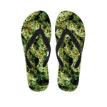 Green Weed Print Flip Flops