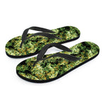Green Weed Print Flip Flops