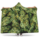 Green Weed Print Hooded Blanket