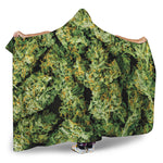 Green Weed Print Hooded Blanket