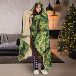 Green Weed Print Hooded Blanket