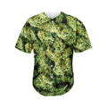 Green Weed Print Men's Baseball Jersey