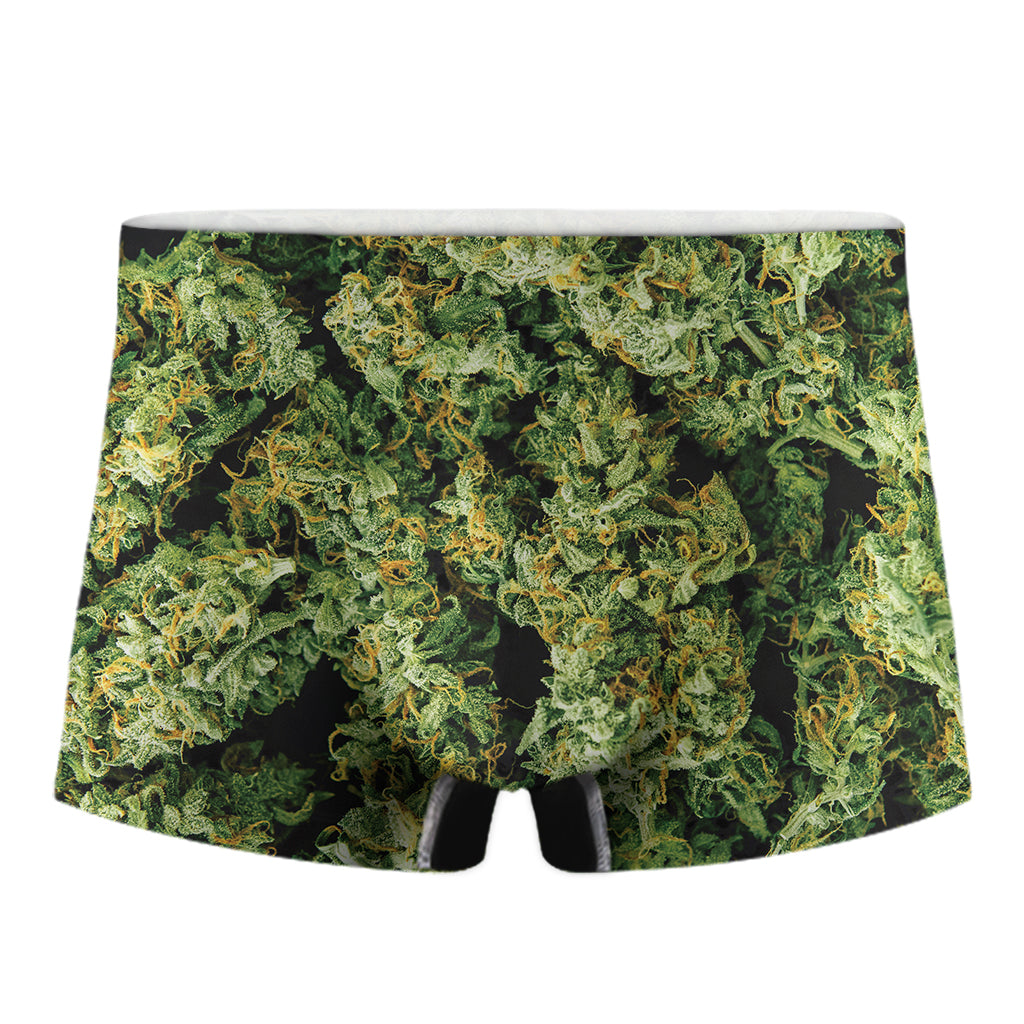 Green Weed Print Men's Boxer Briefs