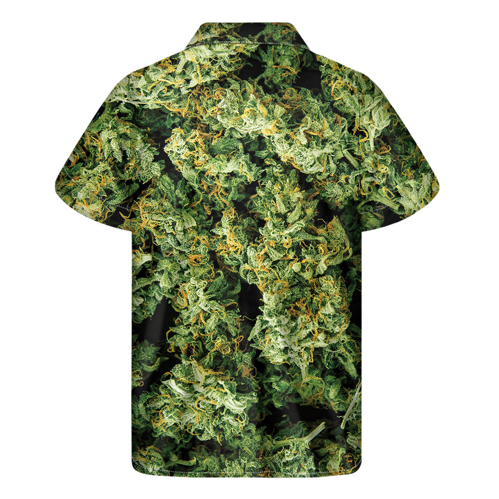 Green Weed Print Men's Short Sleeve Shirt