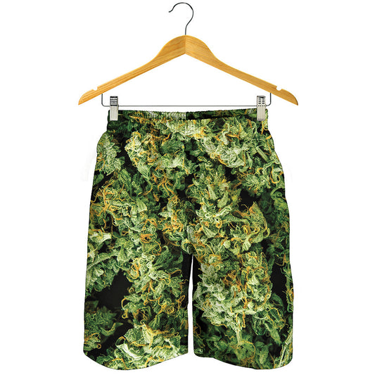 Green Weed Print Men's Shorts