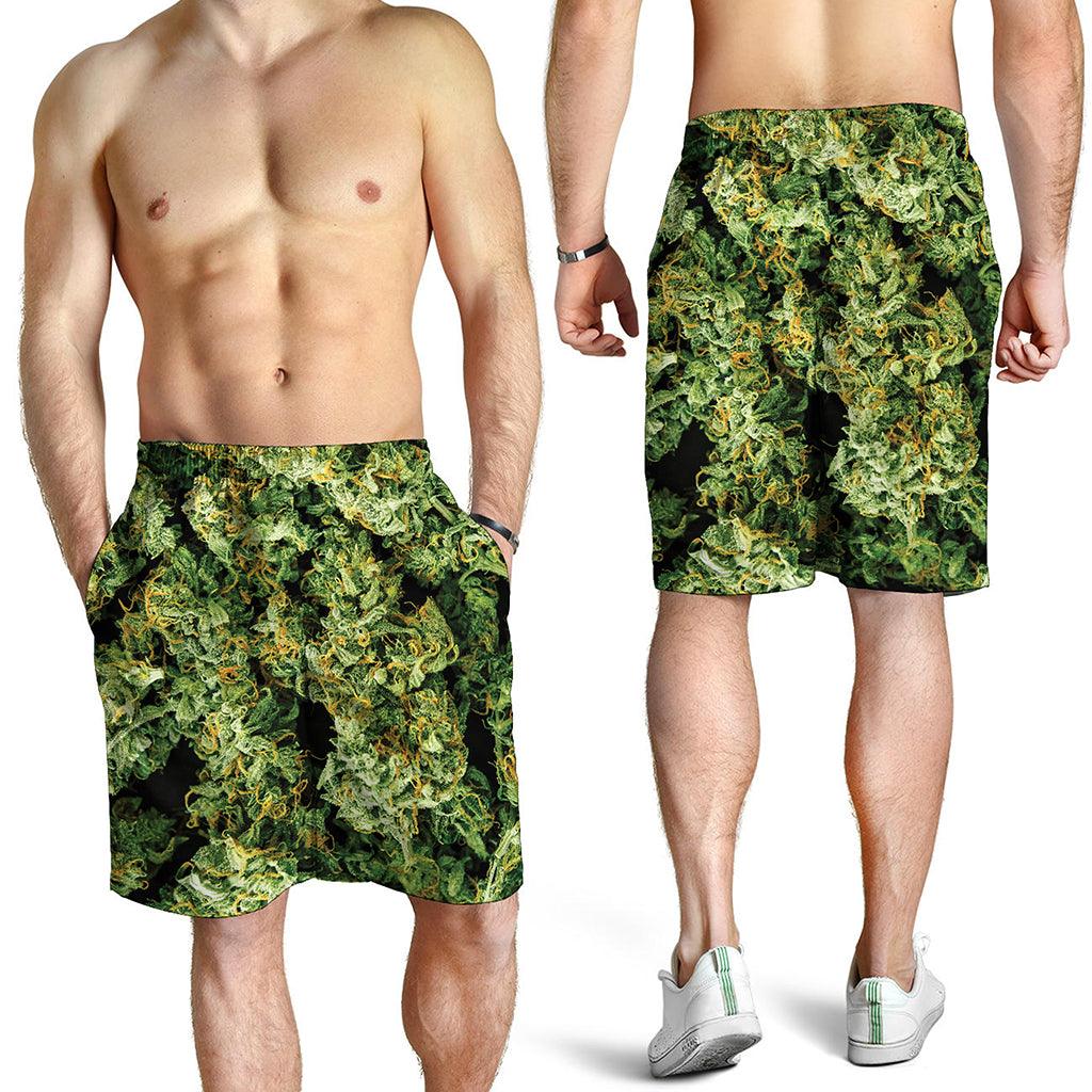 Green Weed Print Men's Shorts