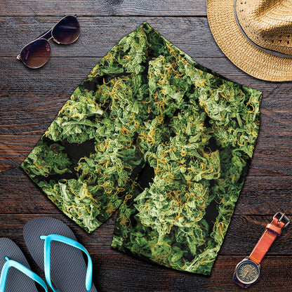 Green Weed Print Men's Shorts