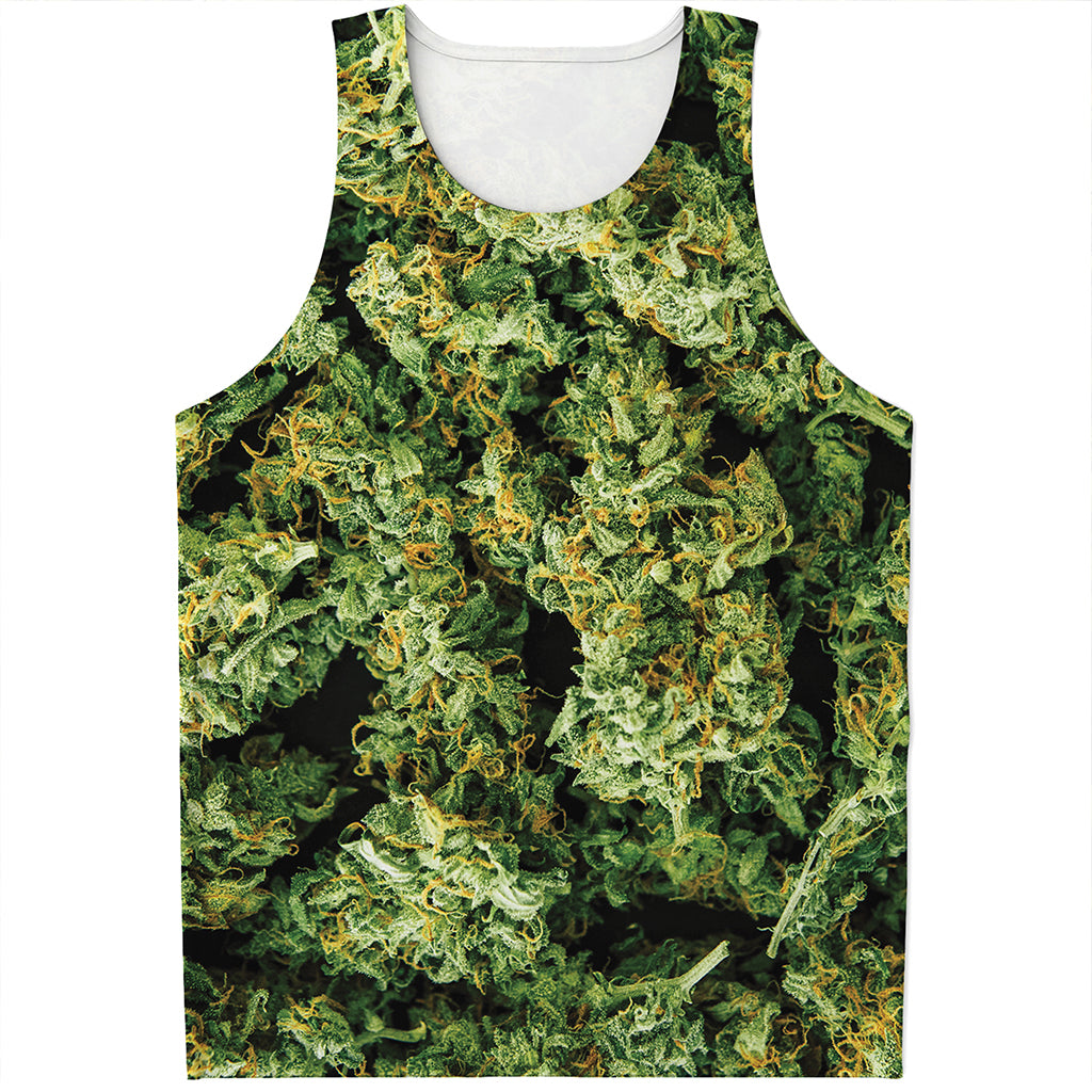 Green Weed Print Men's Tank Top