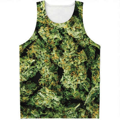 Green Weed Print Men's Tank Top