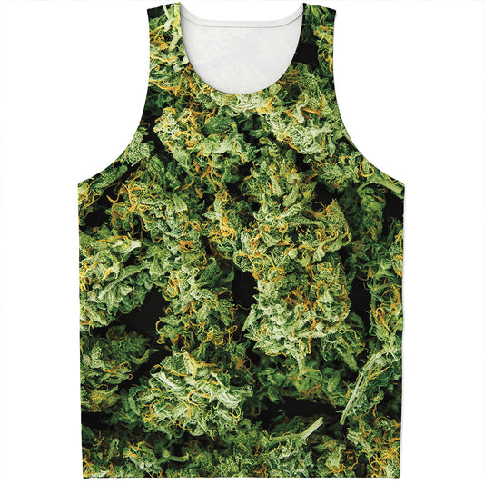 Green Weed Print Men's Tank Top