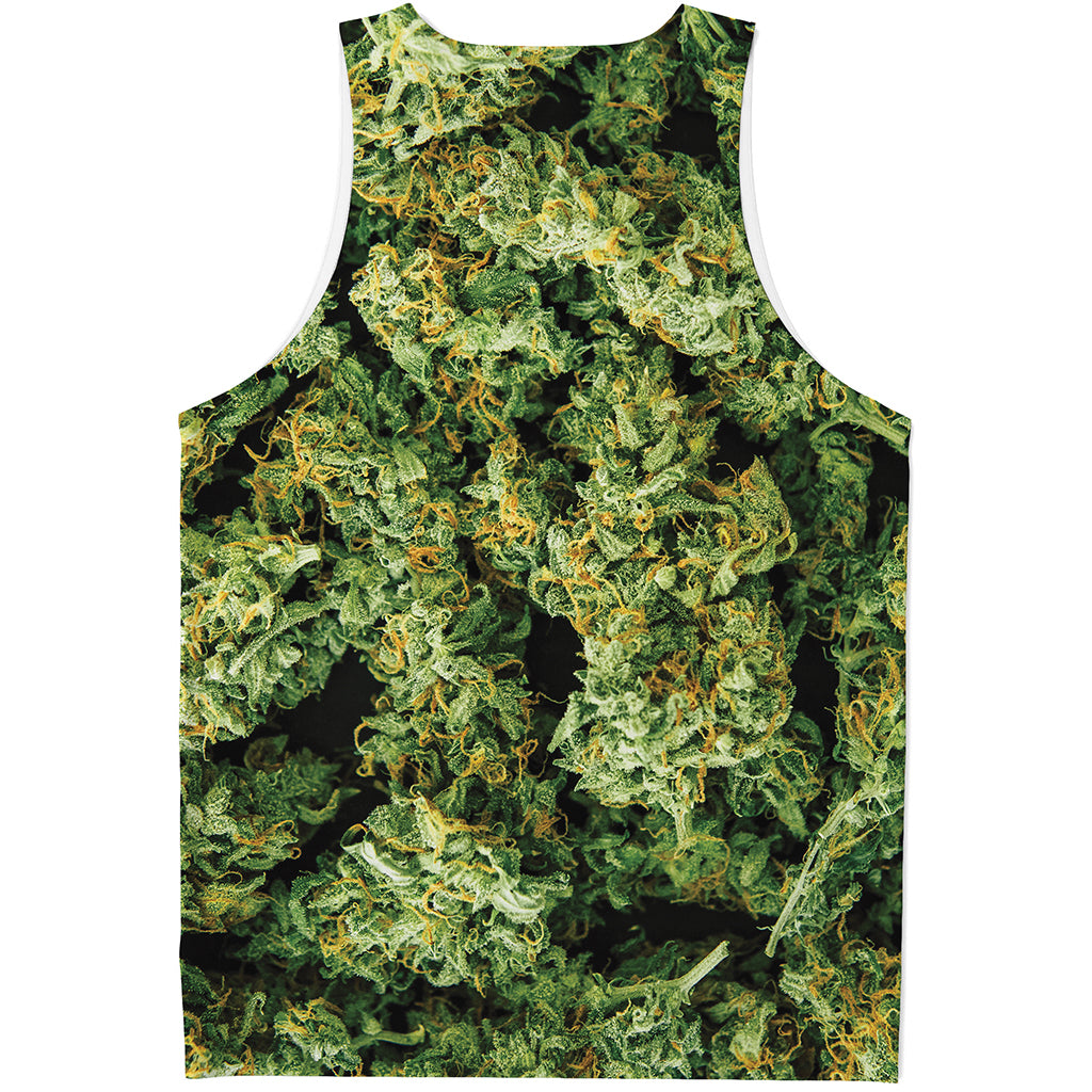 Green Weed Print Men's Tank Top
