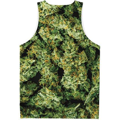 Green Weed Print Men's Tank Top