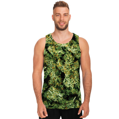 Green Weed Print Men's Tank Top