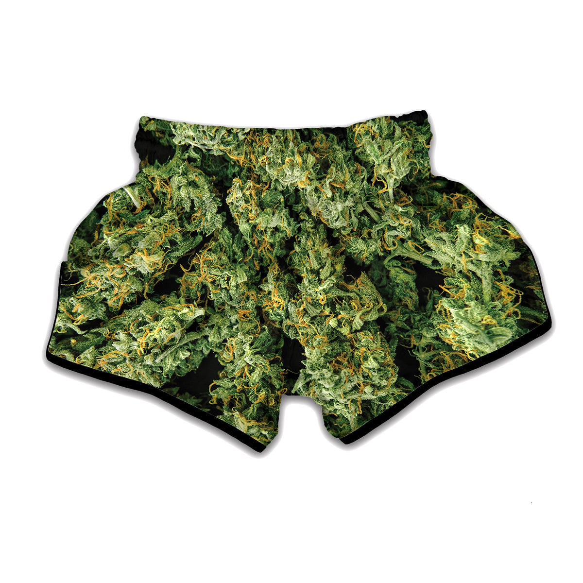 Green Weed Print Muay Thai Boxing Shorts