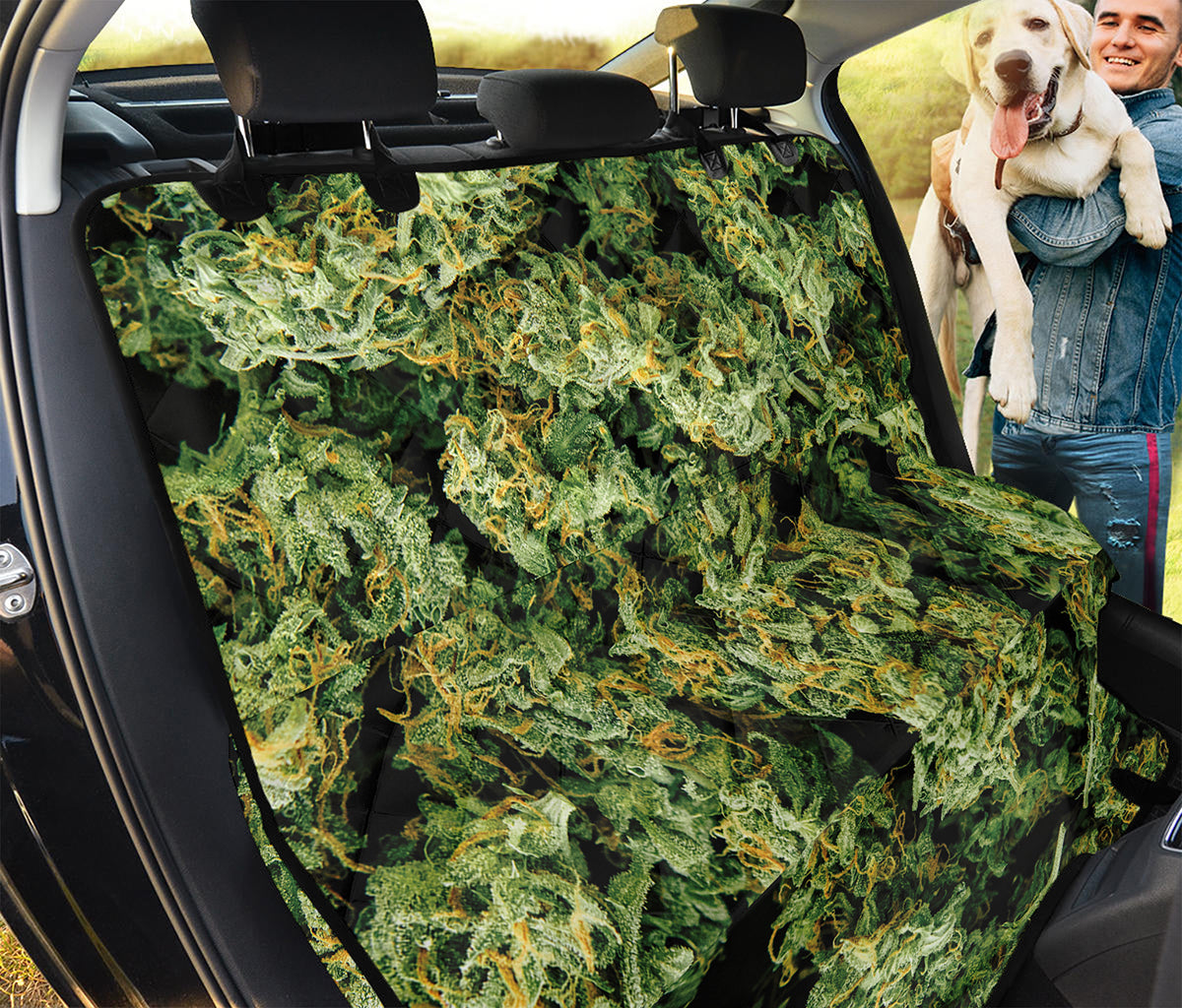 Green Weed Print Pet Car Back Seat Cover