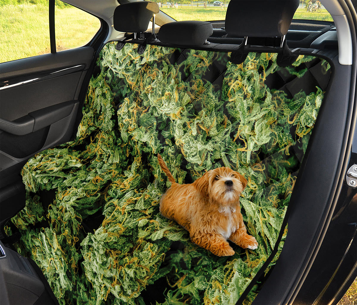 Green Weed Print Pet Car Back Seat Cover