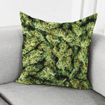 Green Weed Print Pillow Cover