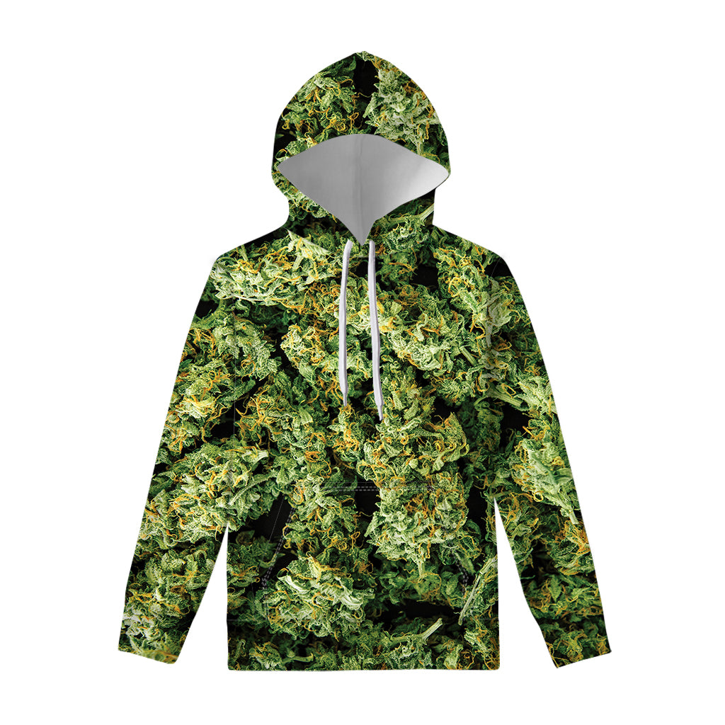 Green Weed Print Pullover Hoodie