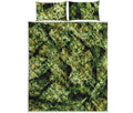 Green Weed Print Quilt Bed Set