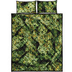 Green Weed Print Quilt Bed Set