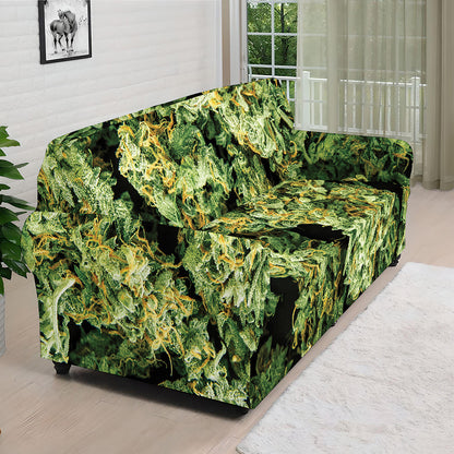 Green Weed Print Sofa Cover