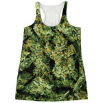Green Weed Print Women's Racerback Tank Top