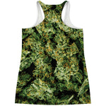 Green Weed Print Women's Racerback Tank Top