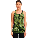 Green Weed Print Women's Racerback Tank Top