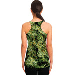 Green Weed Print Women's Racerback Tank Top