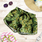 Green Weed Print Women's Shorts