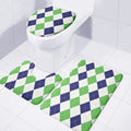 Green White And Navy Argyle Print 3 Piece Bath Mat Set