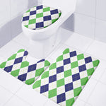 Green White And Navy Argyle Print 3 Piece Bath Mat Set